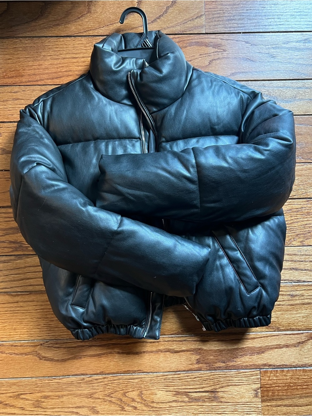 Truth by Republic XS Women's Black Puffer Jacket - Faux Leather Insulated Coat - Picture 6 of 9